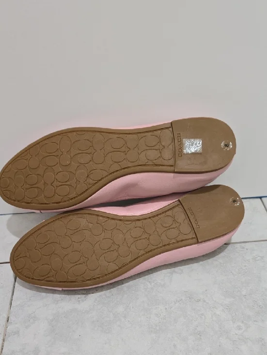 Coach Pink Cap-Toe Ballet Flats with Logo - Picture 3 of 3